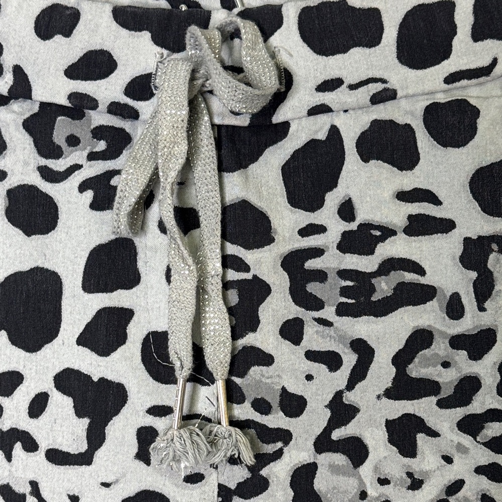 🐆 Made in Italy Leopard Print Jogger Pants Gray Black Women’s Casual Lounge - Picture 4 of 6